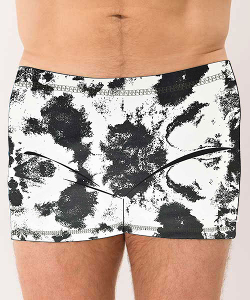 Hot-yoga-shorts-mens-black-white-print