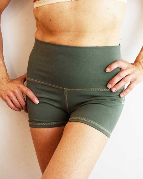 womens-yoga-shorts-Sage-green-High-waist-by-Sweat-n-Stretch