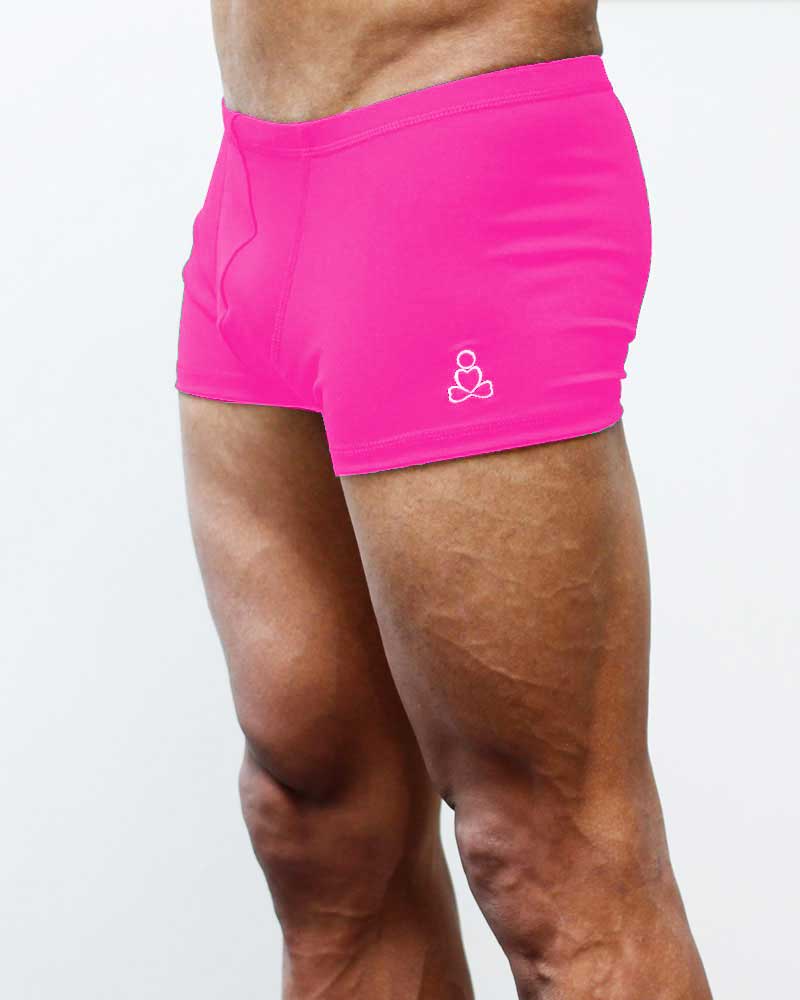 Hot-pink-mens-yoga-shorts-mini-length