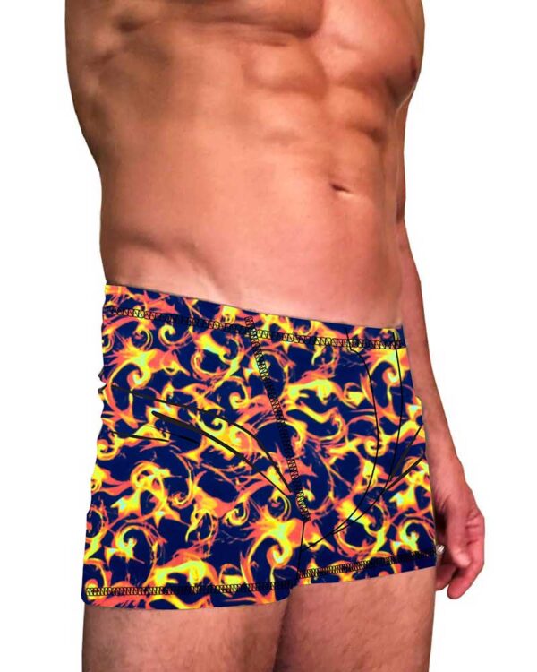 Mens-hot-yoga-shorts-Flames-print