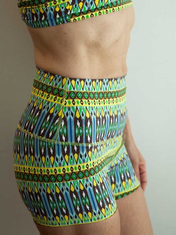 lime-green-aztec-hot-yoga-shorts