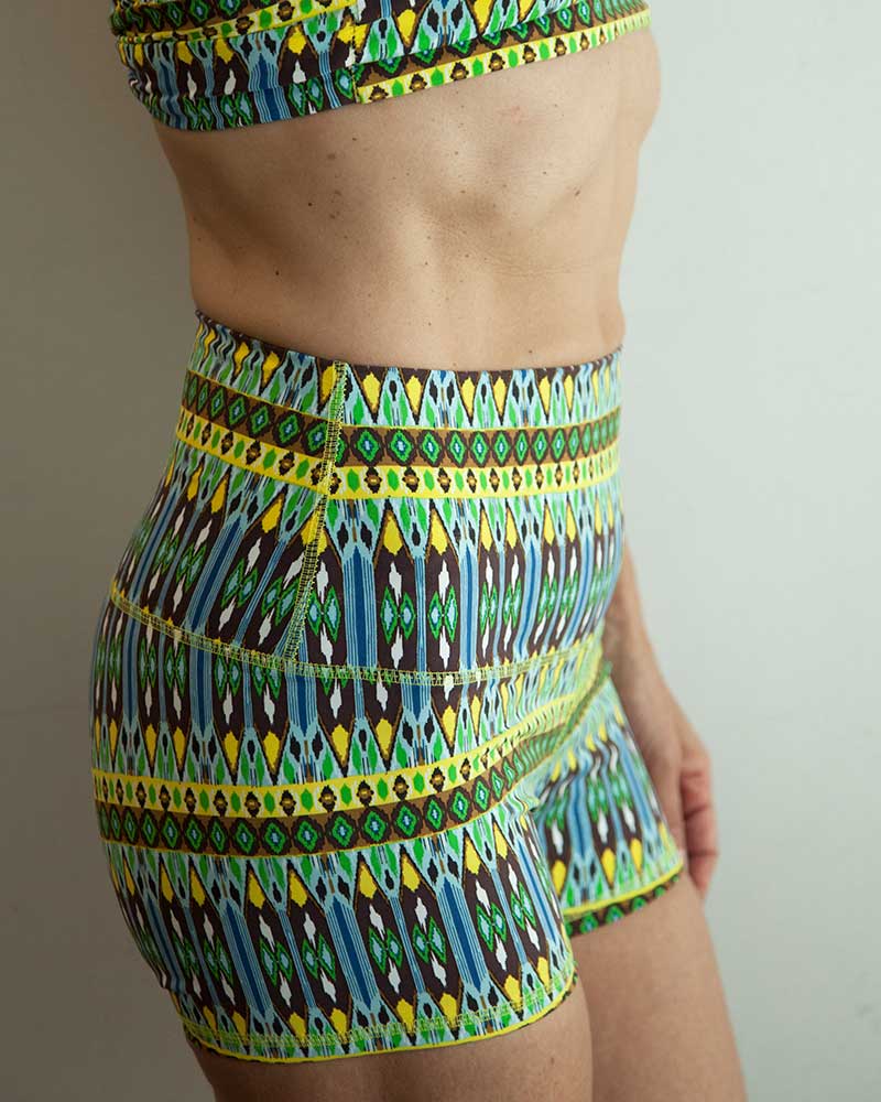 lime-green-aztec-hot-yoga-shorts