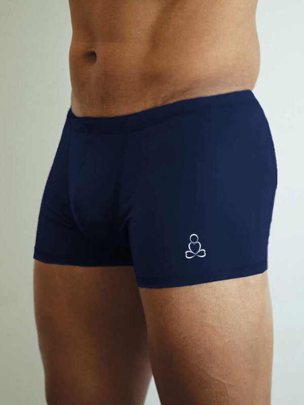 Mens-hot-yoga-shorts-Navy-Blue-Sweat-n-Stretch