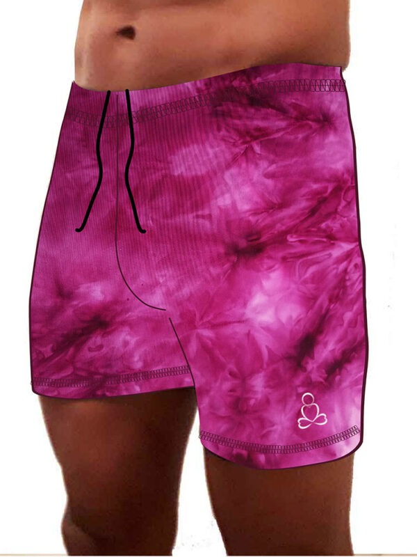 Mens-Tadasana-yoga-shorts-Magenta-Tie-dye