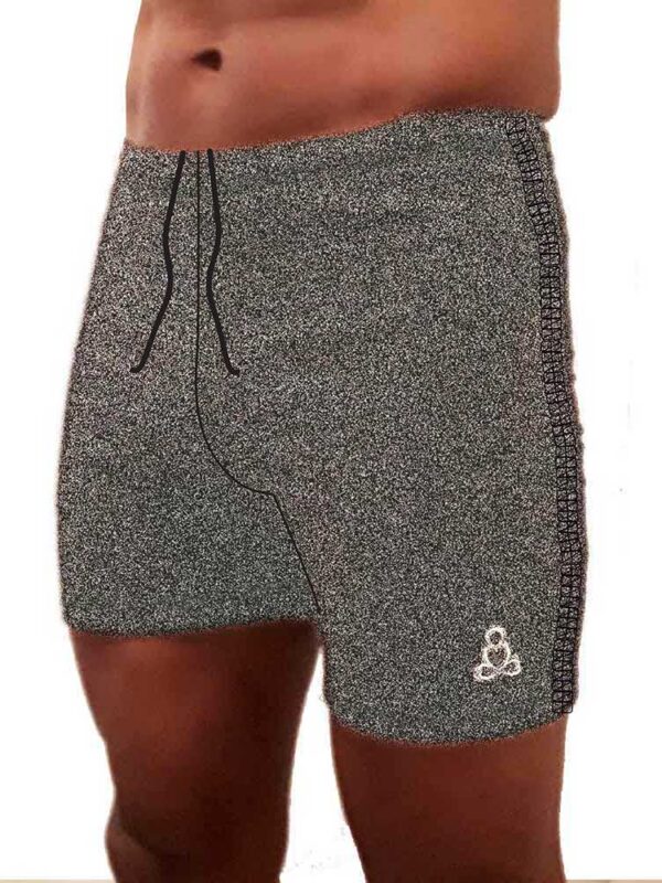 Tadasana-hot-yoga-shorts-men-heather-Grey-black-side-stitch